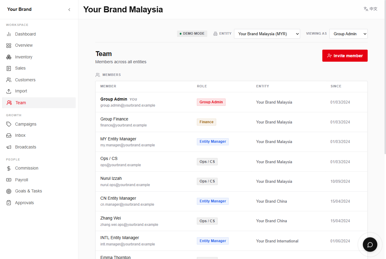 Team onboarding — invite member screen recording